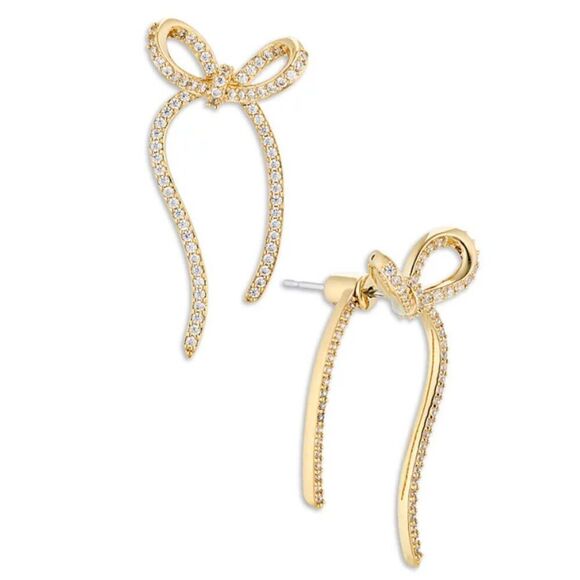 Crystal Bow Earrings in Gold - Picture 8 of 10